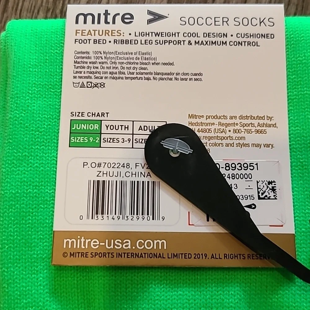 Mitre Soccer Socks Size Junior, Shoe Size 9-2